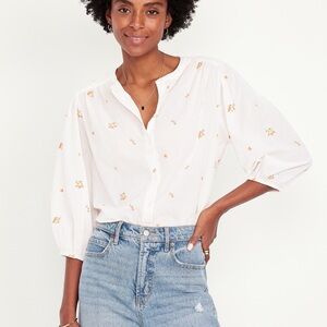 NWT Old Navy Floral Embroidered Peasant Blouse - Poetcore Romantic- size Medium